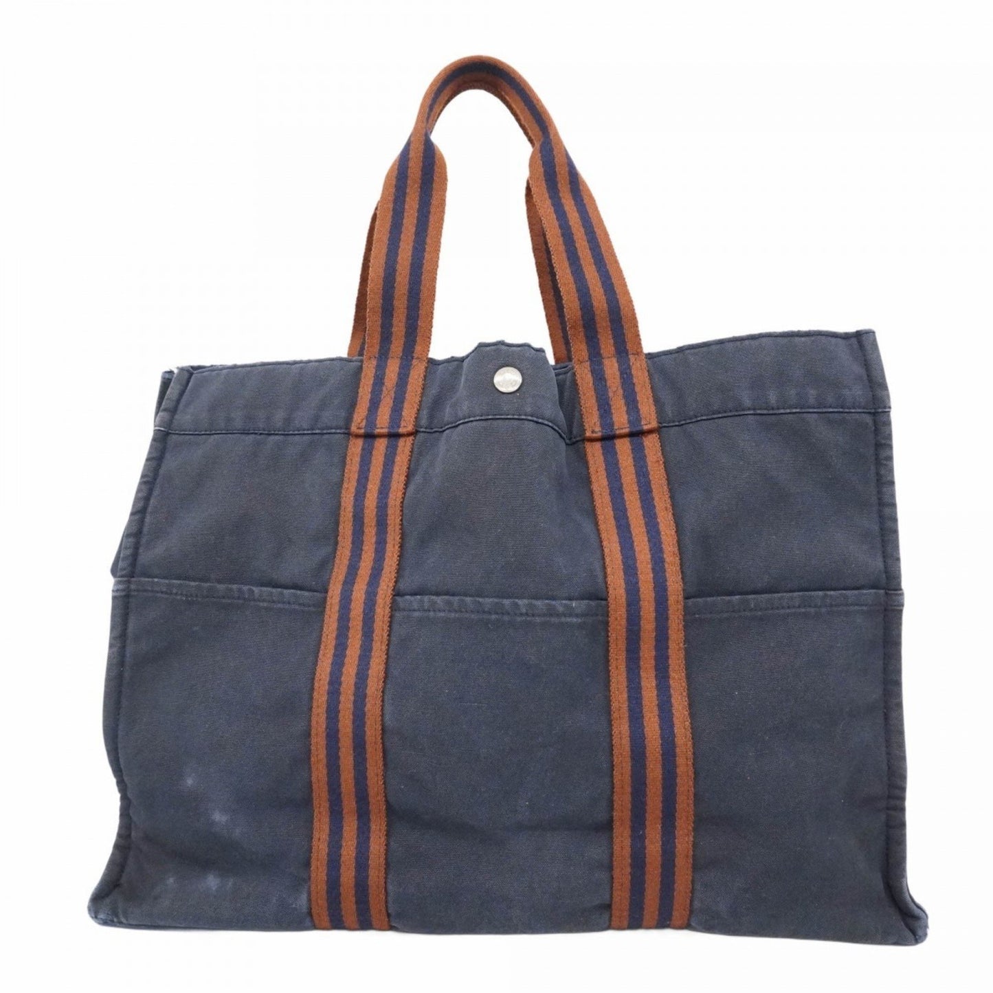 Hermes Herms Foule Tote Canvas Navy Bag