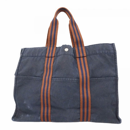 Hermes Herms Foule Tote Canvas Navy Bag