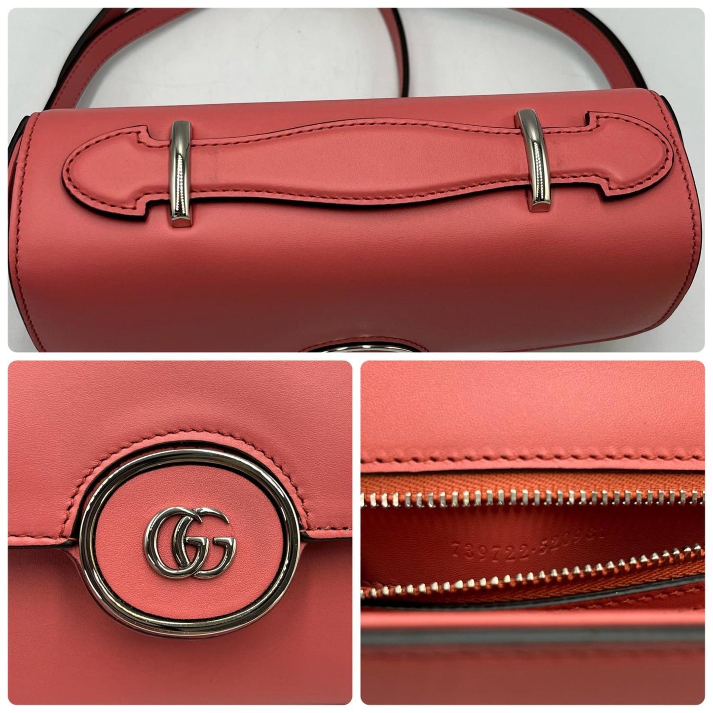 Gucci Petit Gg Shoulder Bag 739722 Leather Pink