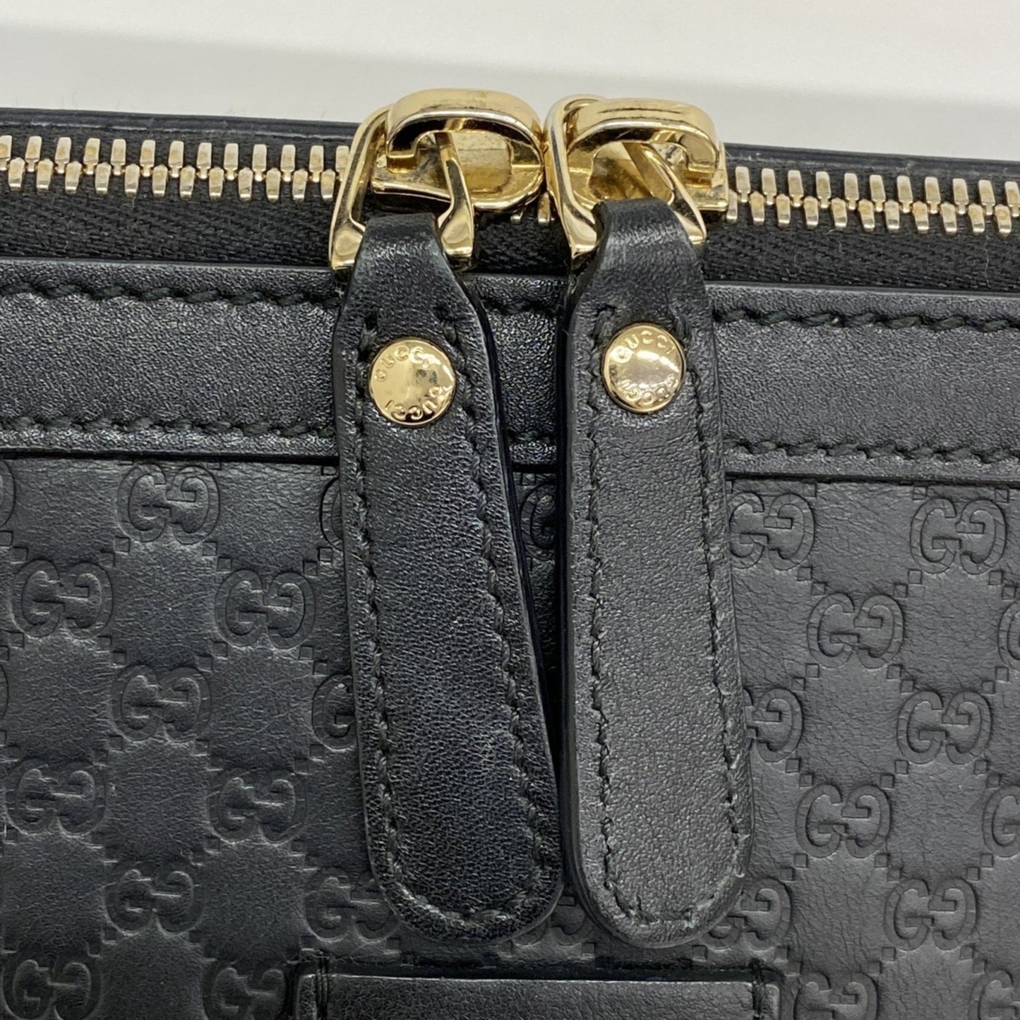 Gucci Micro Guccissima Handbag 449663 Leather Black Champagne