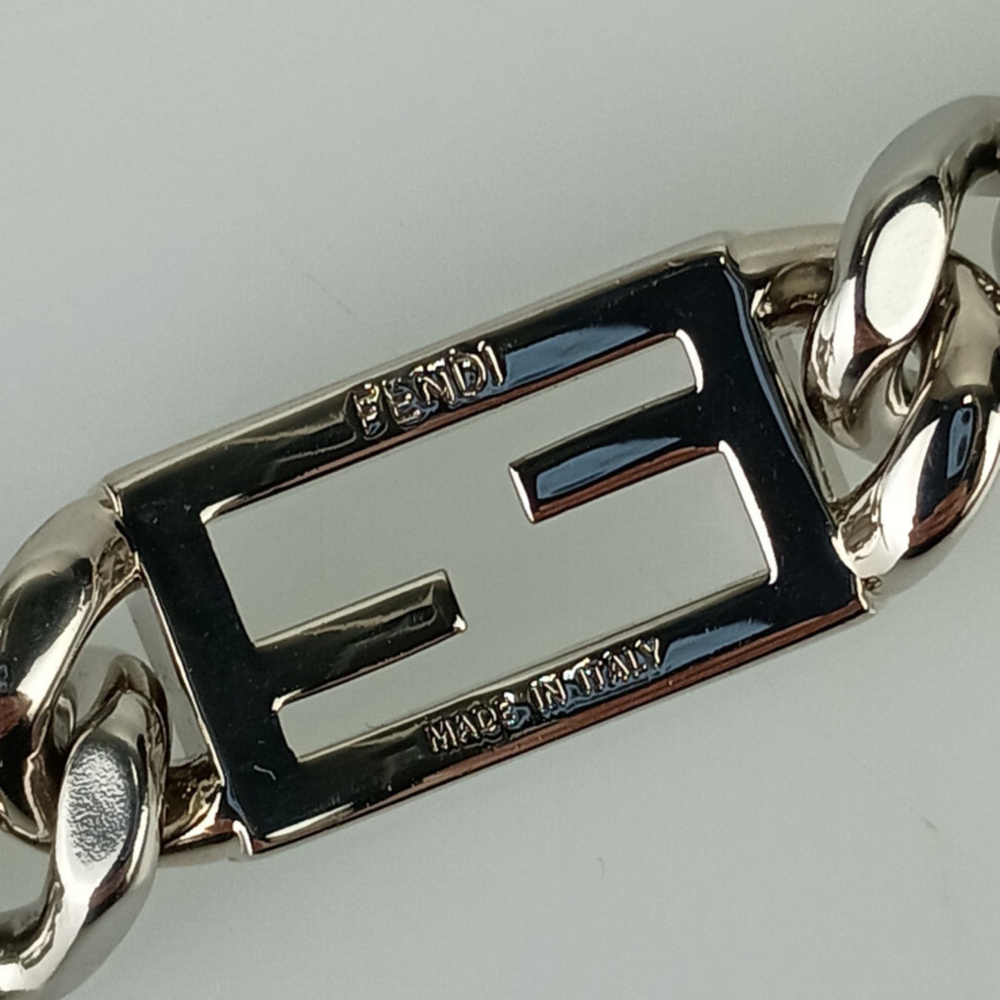 Fendi Ff Baguette Link Chain Bracelet In Silver Metal