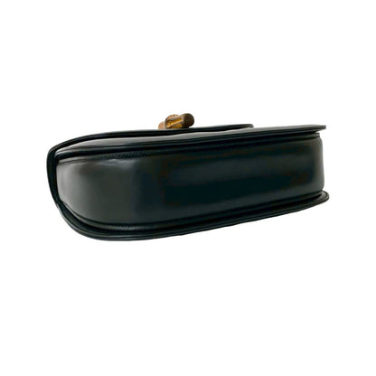 Gucci Old Gucci Bamboo Turnlock Calfskin Leather Handbag Tote Bag Black 41641