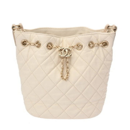 Chanel Matelasse White Women'S Soft Caviar Leather Shoulder Bag