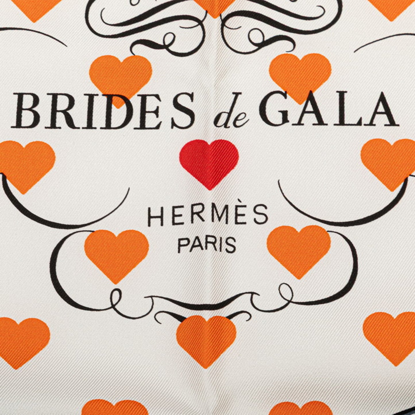 Herms Carr 90 Brides De Gala Love Ceremonial Bridle Scarf Muffler Black Multicolor Silk