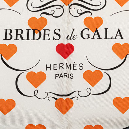 Herms Carr 90 Brides De Gala Love Ceremonial Bridle Scarf Muffler Black Multicolor Silk