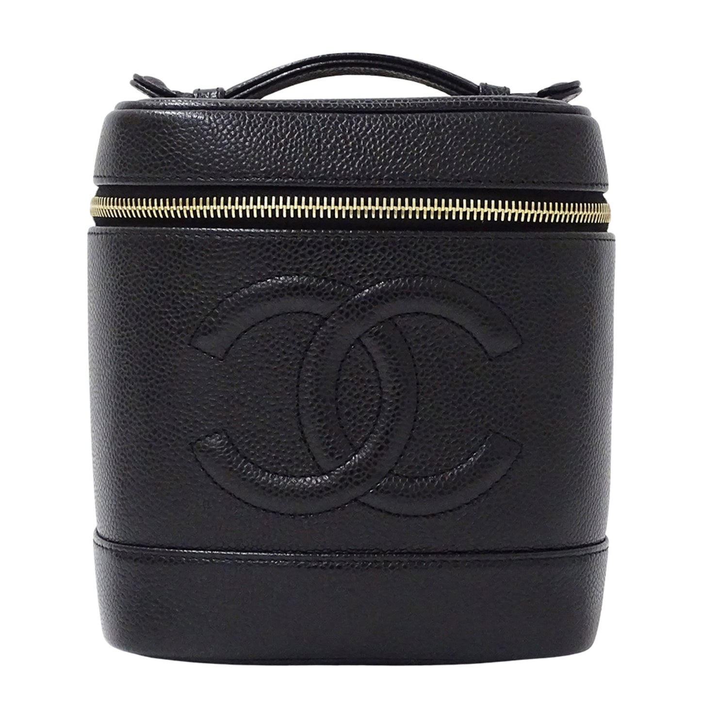 Chanel Chanel Women'S Vanity Bag Handbag In Black Caviar Leather With Gold Hardware
