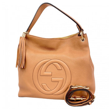 Gucci Soho Handbag 536194 Leather Beige Champagne 2-Way Bag