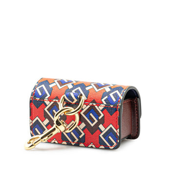 Gucci Geometric G Etiquette Holder Keychain 692957 Red Multicolor Leather