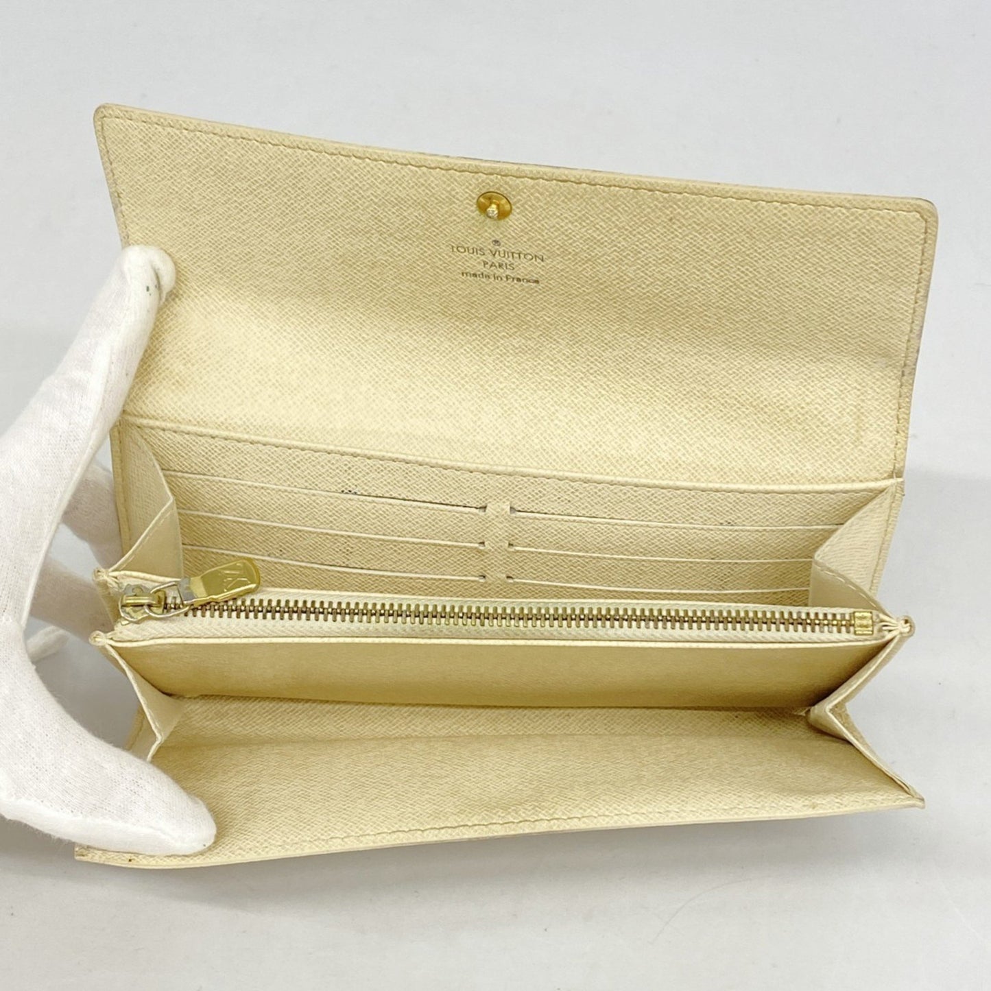 Louis Vuitton Damier Azur Portefeuille Sarah Long Wallet N61735 White