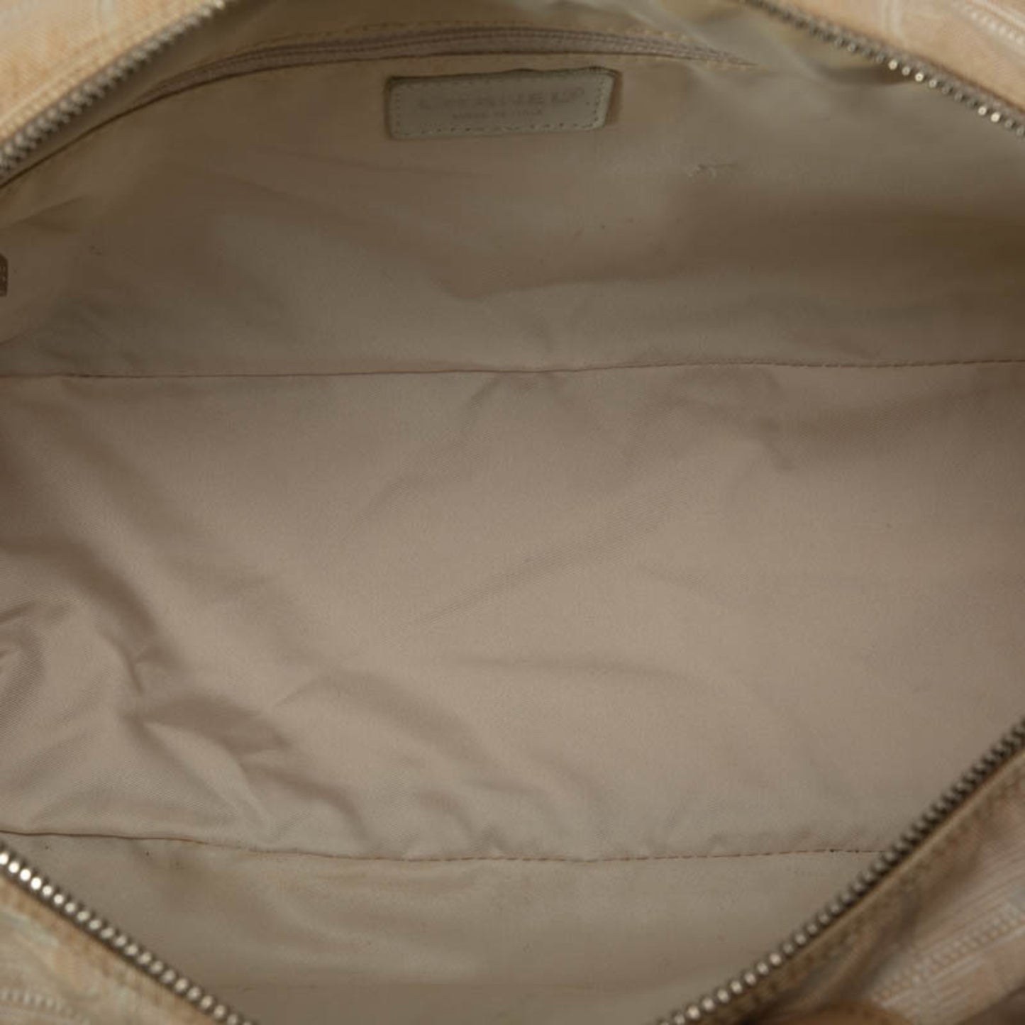 Chanel New Travel Line Handbag Boston Bag Ivory Beige Canvas Leather