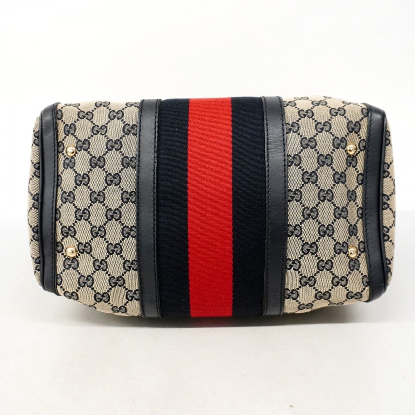Gucci Gg Canvas Handbag 247205 Navy Champagne 2-Way Bag