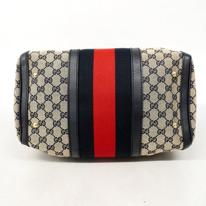 Gucci Gg Canvas Handbag 247205 Navy Champagne 2-Way Bag