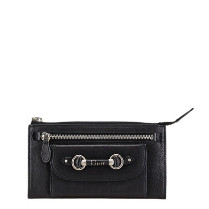 Christian Dior Dior Long Wallet Black Leather