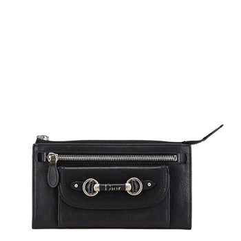Christian Dior Dior Long Wallet Black Leather