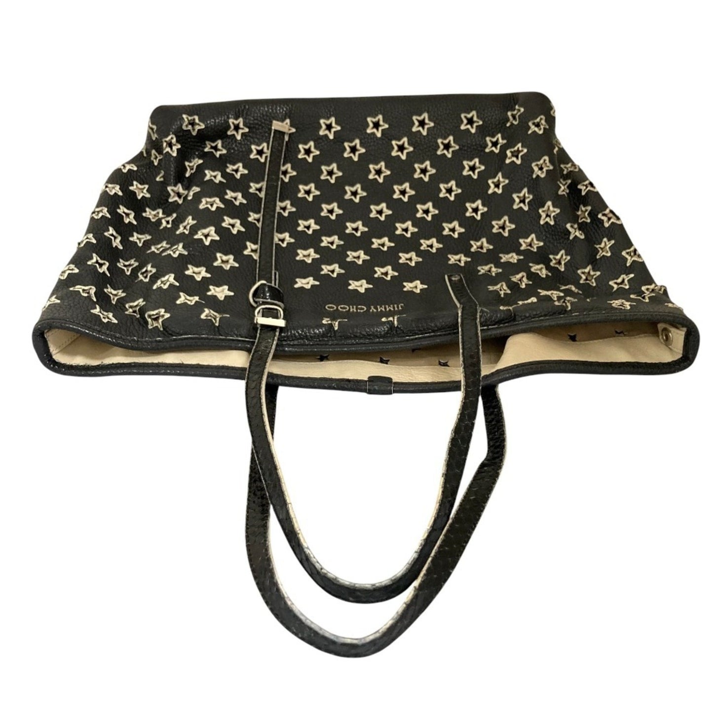 Jimmy Choo Sasha Star Punching Leather Tote Bag In Black