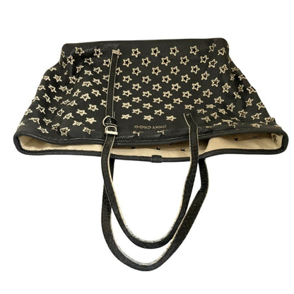 Jimmy Choo Sasha Star Punching Leather Tote Bag In Black