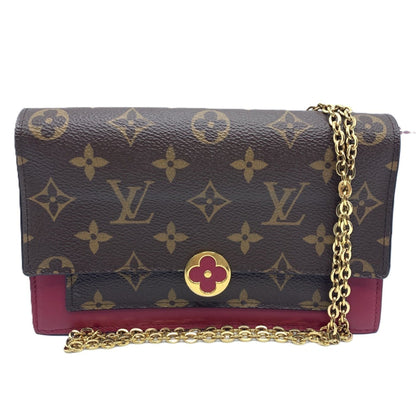 Louis Vuitton Chain Wallet Portefeuille Flor Shoulder Monogram Fuchsia Pochette Clutch Flower
