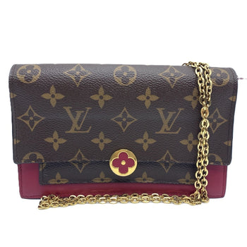Louis Vuitton Chain Wallet Portefeuille Flor Shoulder Monogram Fuchsia Pochette Clutch Flower