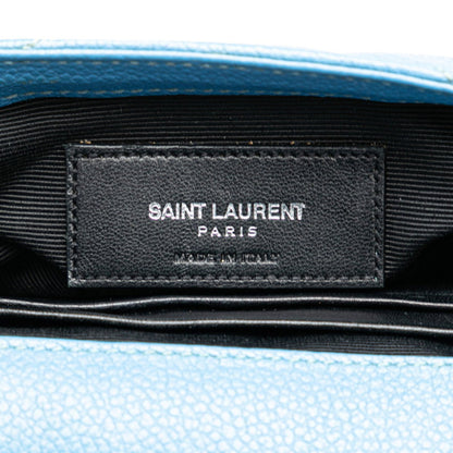 Saint Laurent Ysl Baby Chai Chain Shoulder Bag 399289 Blue Leather