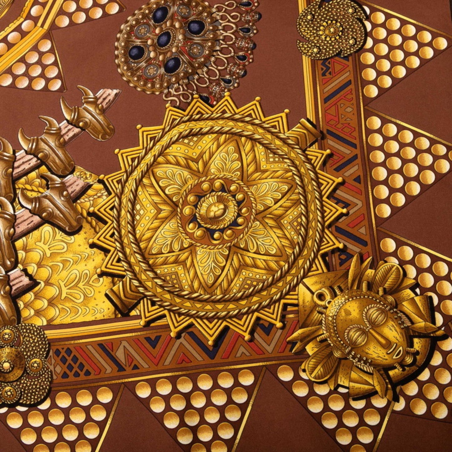 Hermes Herms Carr 90 "Lor Des Chefs" Gold Chiefs Scarf