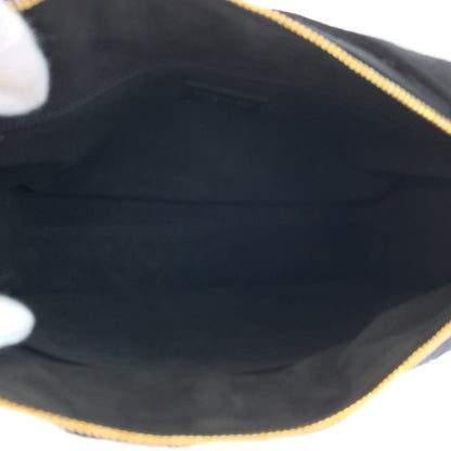 Chanel Vintage Chocolate Bar Coco Mark Black Canvas Shoulder Bag With Gold Hardware