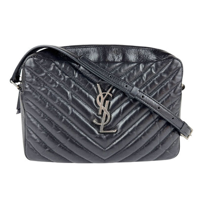 Saint Laurent Shoulder Bag Leather Black Silver