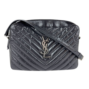 Saint Laurent Shoulder Bag Leather Black Silver