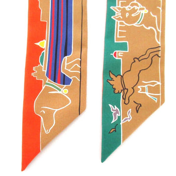 Hermes Les Chiens Parisiens Parisian Dog Silk Twilly Scarf/Muffler