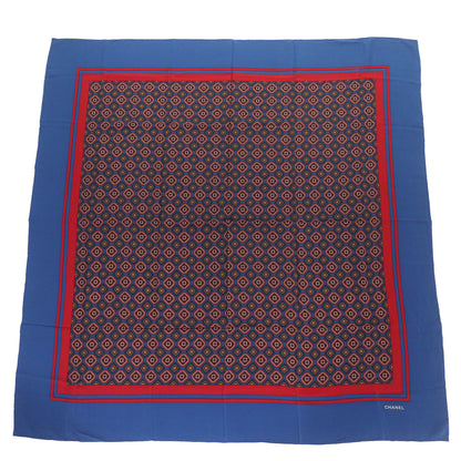 Vintage Chanel 100% Silk Scarf With Logo And All-Over Print