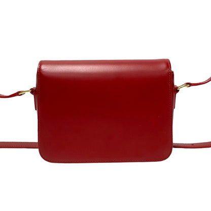 Celine Triomphe Logo Hardware Leather Mini Shoulder Bag Pochette Red 36147