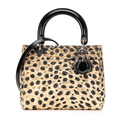 Christian Dior Dior Lady Cannage Leopard Print Handbag/Shoulder Bag