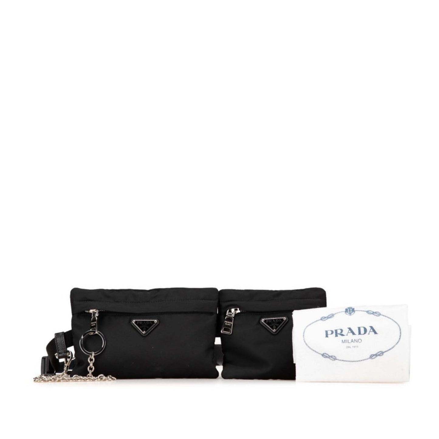 Prada Triangle Logo Plate Body Bag/Waist Bag Belt: 100 40 2Cm212 Black Nylon Leather