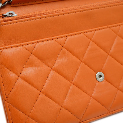 Chanel Boy Chain Wallet Long Lambskin Orange