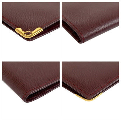 Cartier Must Line Bordeaux Gold Hardware Leather Long Wallet Billfold