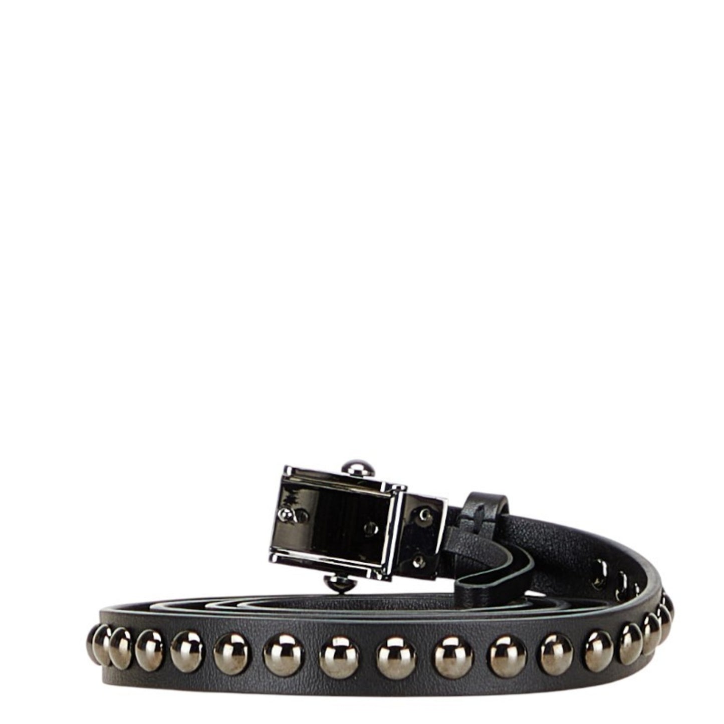 Christian Dior Dior Cd Logo Studded Belt In Black Leather