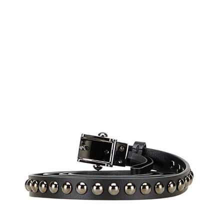 Christian Dior Dior Cd Logo Studded Belt In Black Leather