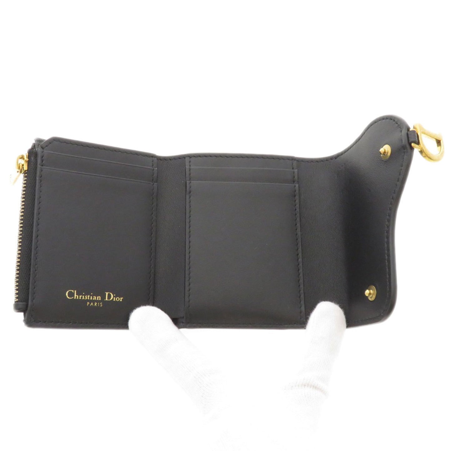 Christian Dior Motif Bi-Fold Wallet Calfskin