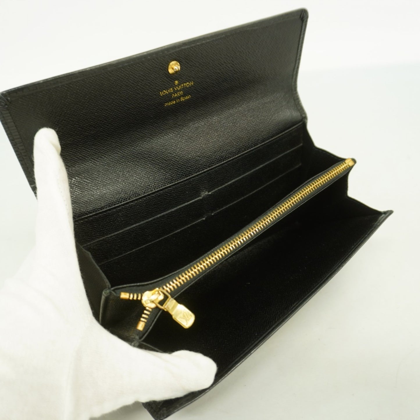 Louis Vuitton Epi Leather Long Wallet Porte Monnaie Credit M63592 Noir