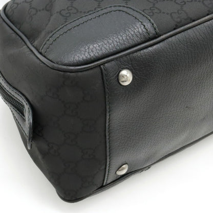 Gucci Gucci Gg Nylon Sherry Line Shoulder Bag Leather Black 293594