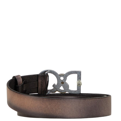 Dolce & Gabbana Logo Buckle Belt Bc3735 Gray/Black Leather