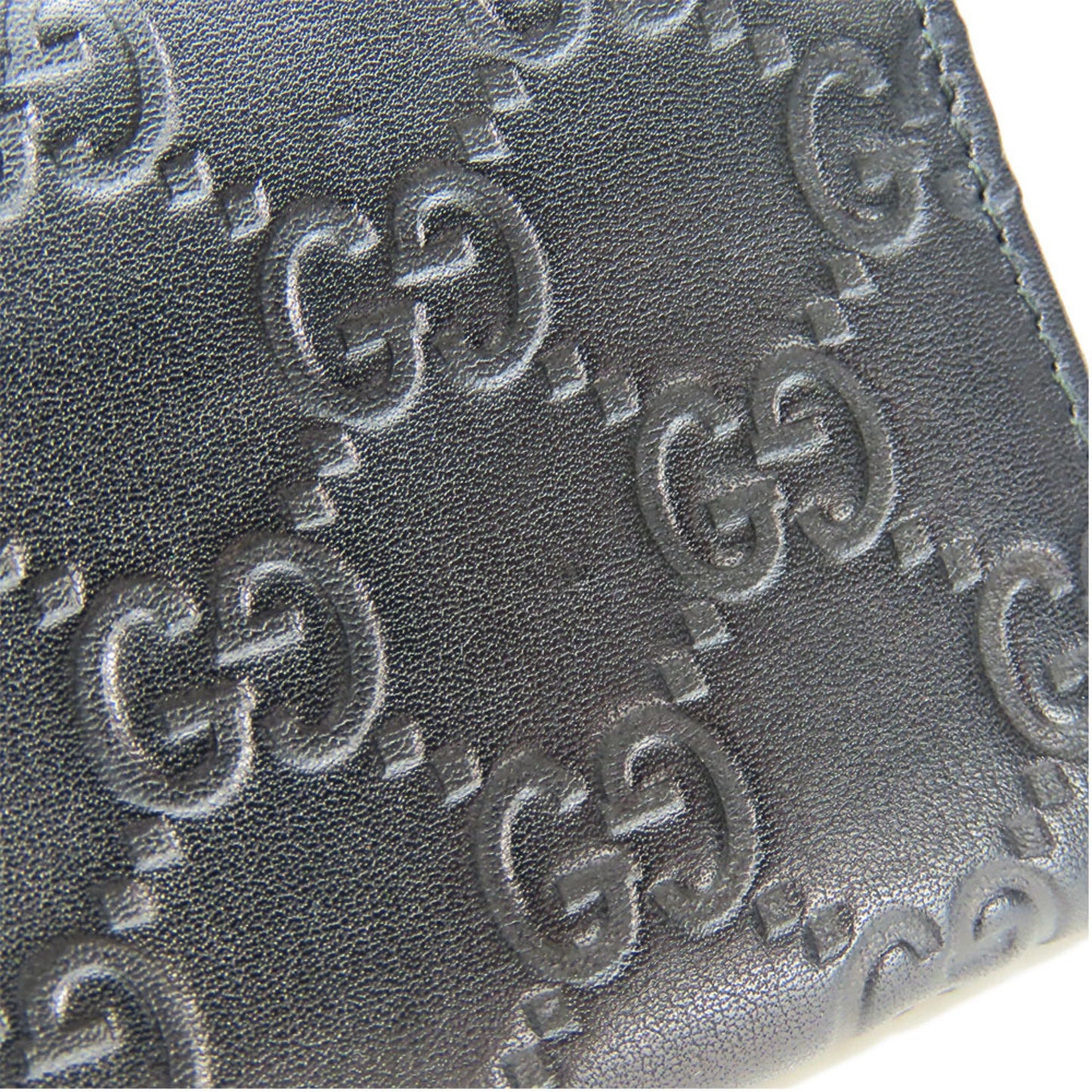 Gucci Business Card Holder/Card Case 323401 Shimmer Leather Black Holder Accessories