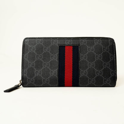 Gucci Gg Supreme Round New Web Long Wallet 4108831 Black