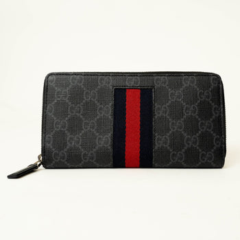 Gucci Gg Supreme Round New Web Long Wallet 4108831 Black