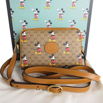 Gucci Shoulder Bag X Disney Leather Brown Multicolor Gold