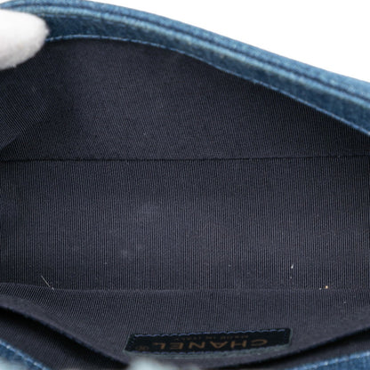 Chanel Boy Chanel Patchwork Chain Shoulder Bag Blue Gold Denim