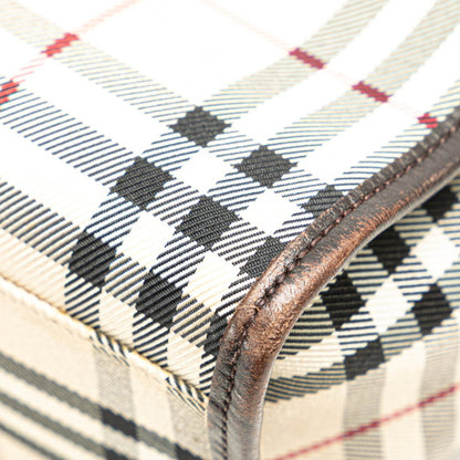 Burberry Nova Check Handbag Beige Brown Canvas Leather