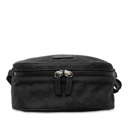 Gucci Gg Nylon Belt Bag/Waist Bag 509643 Black Leather