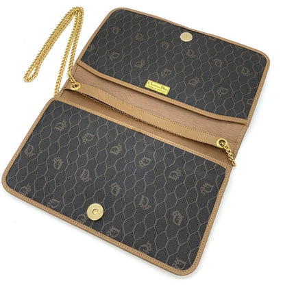 Christian Dior Dior Christian Honeycomb Chain Shoulder Bag Brown Leather