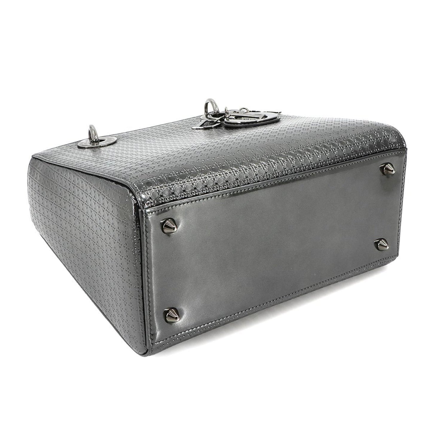 Christian Dior Micro Cannage Lady Medium 2-Way Hand/Shoulder Bag In Patent Leather