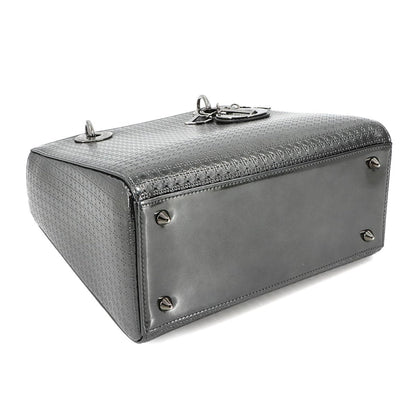 Christian Dior Micro Cannage Lady Medium 2-Way Hand/Shoulder Bag In Patent Leather